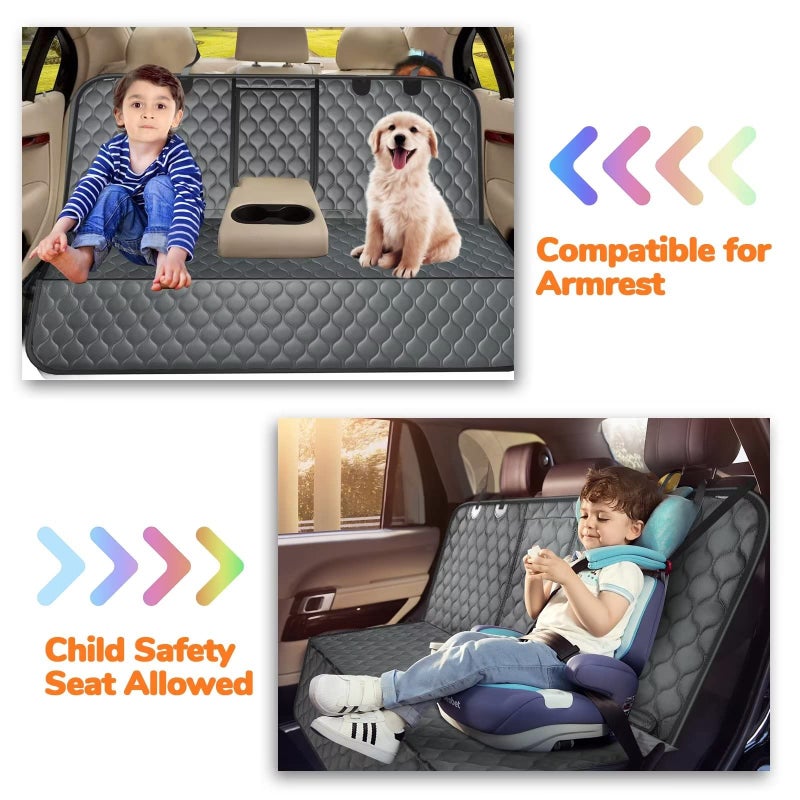 URPOWER غطاء مقعد السيارة للكلاب من URPOWER للمقعد الخلفي - واقي مقعد السيارة المقاوم للماء لمقعد الأطفال والحيوانات الأليفة، أغطية مقاعد غير قابلة للانزلاق للسيارات الكبيرة والشاحنات - Image 3